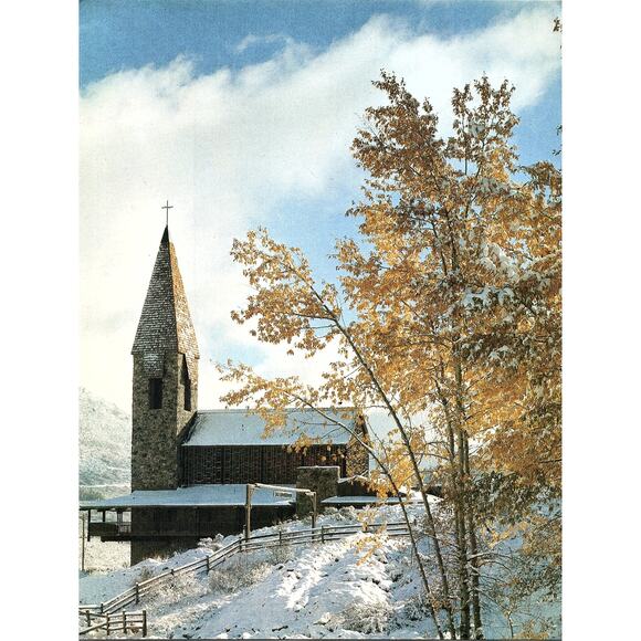 None Other - Aspen Chapel In Aspen CO 1980s Art Print Retro Kitsch Wall Art SE11